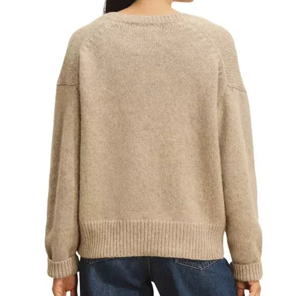 Buck Mason Highland Alpaca Boxy V-Neck Heather Khaki Size  XL - Picture 4 of 10